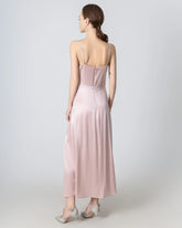 Robe Maxi en Soie à Plis et Fente en V